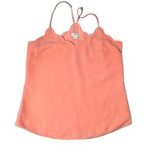 J Crew Scalloped Cami Top Coral Pink Size 4 Spaghetti Strap Tank Summer